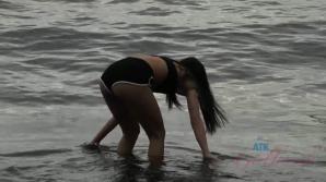 Emily enjoys a day out in the caves, and black sand beach.