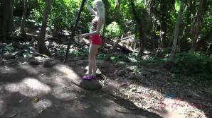 Riley is happy to see a real rainforest!